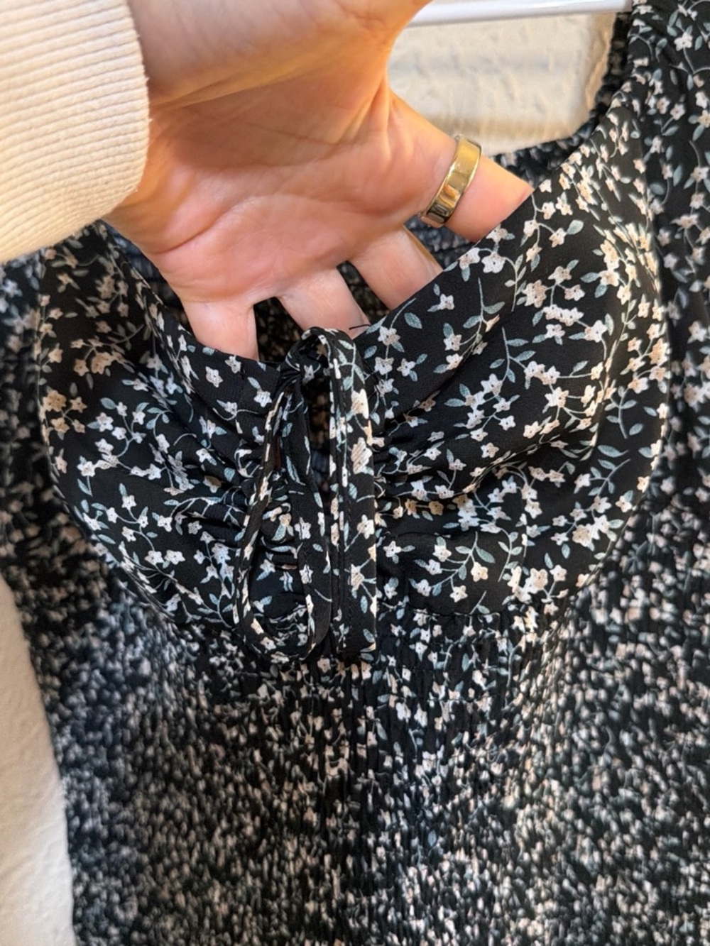Papermoon Black Floral Smocked Mini Dress - Picture 3 of 7